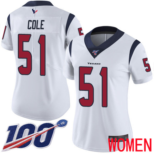 Houston Texans Limited White Women Dylan Cole Road Jersey NFL Football 51 100th Season Vapor Untouchable